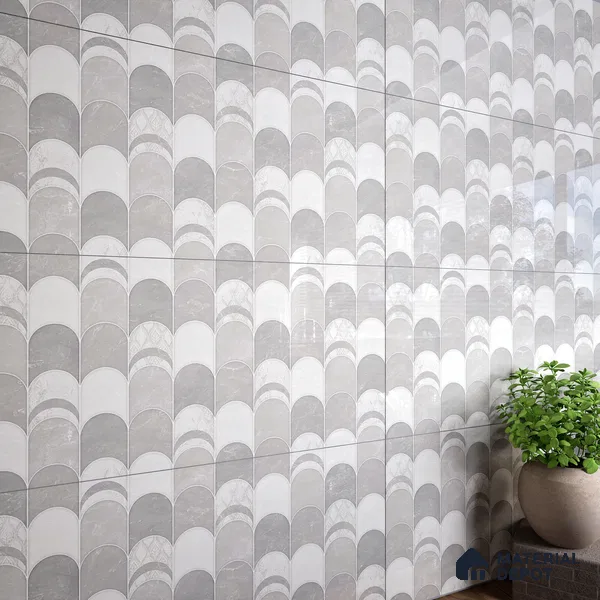 Grey Highlighter Wall Tile TL 06697 Gravier Polar Quartz 2 ft x 4 ft Vitrified Glossy Finish - 9 mm | 6 Random Design | Suitable For Bathroom, Accent/Feature Wall, Dining Area