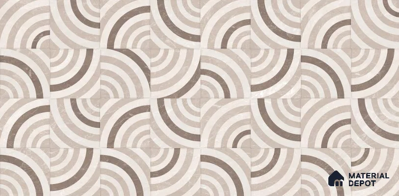 Cream Highlighter Wall Tile TL 06698 Gravier Desert Dune 2 ft x 4 ft Vitrified Glossy Finish - 9 mm | 6 Random Design | Suitable For Bathroom, Accent/Feature Wall, Dining Area