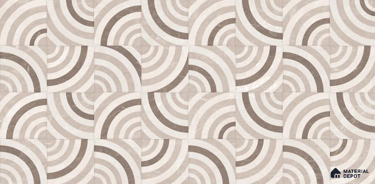 Cream Highlighter Wall Tile TL 06698 Gravier Desert Dune 2 ft x 4 ft Vitrified Glossy Finish - 9 mm | 6 Random Design | Suitable For Bathroom, Accent/Feature Wall, Dining Area