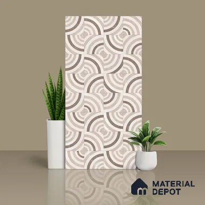 Cream Highlighter Wall Tile TL 06698 Gravier Desert Dune 2 ft x 4 ft Vitrified Glossy Finish - 9 mm | 6 Random Design | Suitable For Bathroom, Accent/Feature Wall, Dining Area