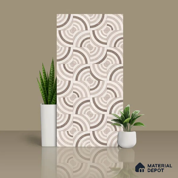 Cream Highlighter Wall Tile TL 06698 Gravier Desert Dune 2 ft x 4 ft Vitrified Glossy Finish - 9 mm | 6 Random Design | Suitable For Bathroom, Accent/Feature Wall, Dining Area