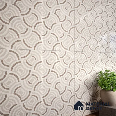 Cream Highlighter Wall Tile TL 06698 Gravier Desert Dune 2 ft x 4 ft Vitrified Glossy Finish - 9 mm | 6 Random Design | Suitable For Bathroom, Accent/Feature Wall, Dining Area