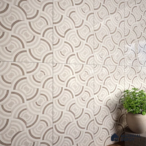 Cream Highlighter Wall Tile TL 06698 Gravier Desert Dune 2 ft x 4 ft Vitrified Glossy Finish - 9 mm | 6 Random Design | Suitable For Bathroom, Accent/Feature Wall, Dining Area