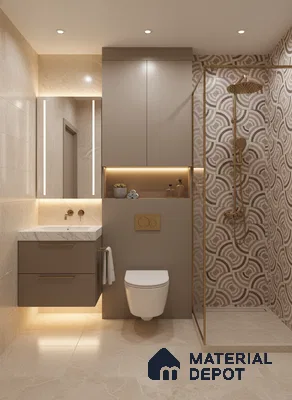 Cream Highlighter Wall Tile TL 06698 Gravier Desert Dune 2 ft x 4 ft Vitrified Glossy Finish - 9 mm | 6 Random Design | Suitable For Bathroom, Accent/Feature Wall, Dining Area
