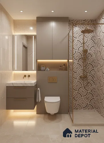 Cream Highlighter Wall Tile TL 06698 Gravier Desert Dune 2 ft x 4 ft Vitrified Glossy Finish - 9 mm | 6 Random Design | Suitable For Bathroom, Accent/Feature Wall, Dining Area