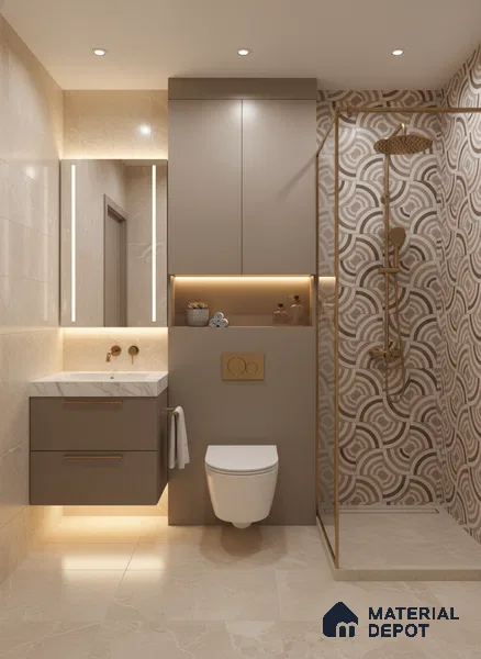 Cream Highlighter Wall Tile TL 06698 Gravier Desert Dune 2 ft x 4 ft Vitrified Glossy Finish - 9 mm | 6 Random Design | Suitable For Bathroom, Accent/Feature Wall, Dining Area