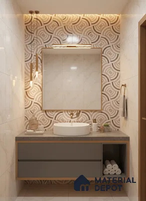 Cream Highlighter Wall Tile TL 06698 Gravier Desert Dune 2 ft x 4 ft Vitrified Glossy Finish - 9 mm | 6 Random Design | Suitable For Bathroom, Accent/Feature Wall, Dining Area