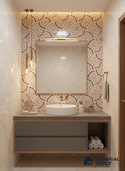 Cream Highlighter Wall Tile TL 06698 Gravier Desert Dune 2 ft x 4 ft Vitrified Glossy Finish - 9 mm | 6 Random Design | Suitable For Bathroom, Accent/Feature Wall, Dining Area