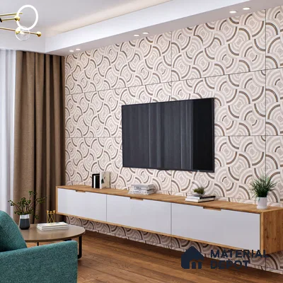 Cream Highlighter Wall Tile TL 06698 Gravier Desert Dune 2 ft x 4 ft Vitrified Glossy Finish - 9 mm | 6 Random Design | Suitable For Bathroom, Accent/Feature Wall, Dining Area