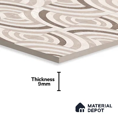 Cream Highlighter Wall Tile TL 06698 Gravier Desert Dune 2 ft x 4 ft Vitrified Glossy Finish - 9 mm | 6 Random Design | Suitable For Bathroom, Accent/Feature Wall, Dining Area