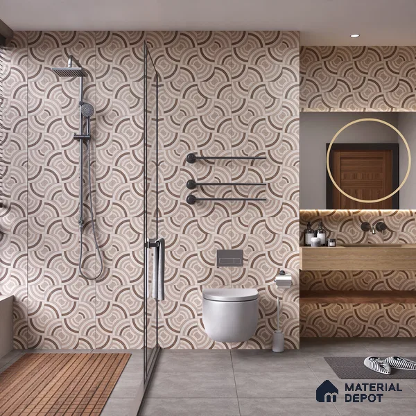 Cream Highlighter Wall Tile TL 06698 Gravier Desert Dune 2 ft x 4 ft Vitrified Glossy Finish - 9 mm | 6 Random Design | Suitable For Bathroom, Accent/Feature Wall, Dining Area