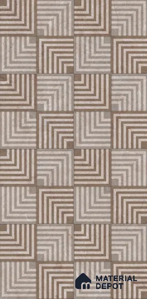 Brown Patterned Wall Tile TL 06700 Gravier Rustic Amber 2 ft x 4 ft Vitrified Glossy Finish - 9 mm | 6 Random Design | Suitable for Living Room, Bedroom, Bathroom