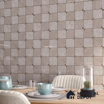 Brown Patterned Wall Tile TL 06700 Gravier Rustic Amber 2 ft x 4 ft Vitrified Glossy Finish - 9 mm | 6 Random Design | Suitable for Living Room, Bedroom, Bathroom
