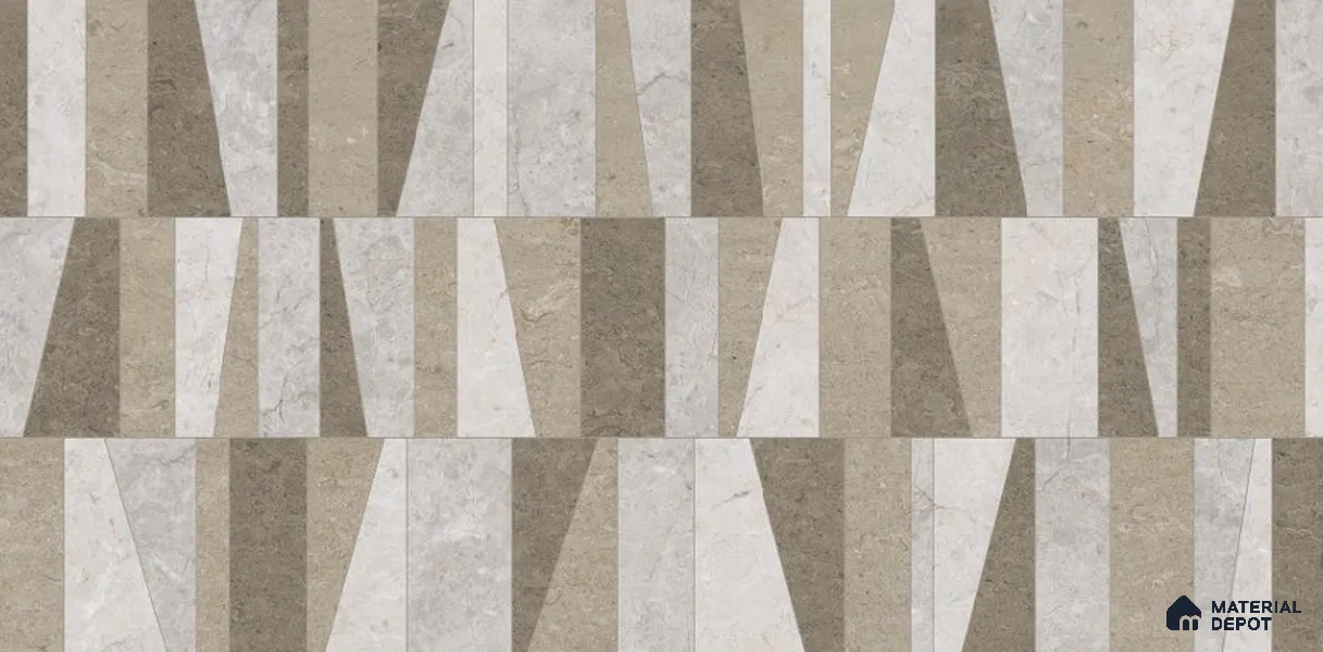 Grey Highlighter Wall Tile TL 06701 B Gravier Frosted Russet Embellish 2 ft x 4 ft Vitrified Glossy Finish - 9 mm | 4 Random Design | Suitable For Bathroom, Accent/Feature Wall, Dining Area