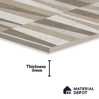 Grey Highlighter Wall Tile TL 06701 B Gravier Frosted Russet Embellish 2 ft x 4 ft Vitrified Glossy Finish - 9 mm | 4 Random Design | Suitable For Bathroom, Accent/Feature Wall, Dining Area