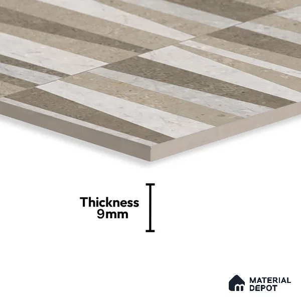 Grey Highlighter Wall Tile TL 06701 B Gravier Frosted Russet Embellish 2 ft x 4 ft Vitrified Glossy Finish - 9 mm | 4 Random Design | Suitable For Bathroom, Accent/Feature Wall, Dining Area