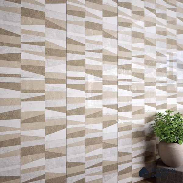 Grey Highlighter Wall Tile TL 06701 B Gravier Frosted Russet Embellish 2 ft x 4 ft Vitrified Glossy Finish - 9 mm | 4 Random Design | Suitable For Bathroom, Accent/Feature Wall, Dining Area