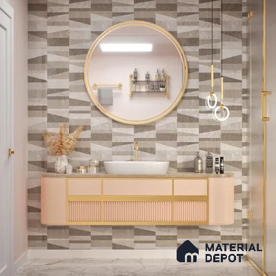 Grey Highlighter Wall Tile TL 06701 B Gravier Frosted Russet Embellish 2 ft x 4 ft Vitrified Glossy Finish - 9 mm | 4 Random Design | Suitable For Bathroom, Accent/Feature Wall, Dining Area