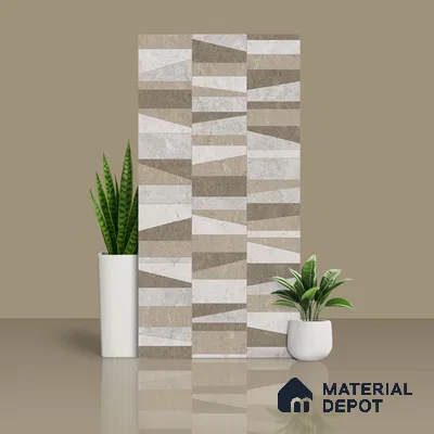 Grey Highlighter Wall Tile TL 06701 B Gravier Frosted Russet Embellish 2 ft x 4 ft Vitrified Glossy Finish - 9 mm | 4 Random Design | Suitable For Bathroom, Accent/Feature Wall, Dining Area