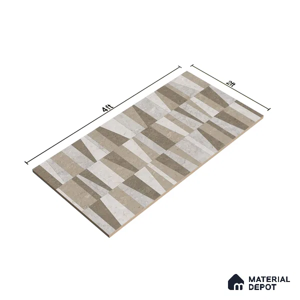 Grey Highlighter Wall Tile TL 06701 B Gravier Frosted Russet Embellish 2 ft x 4 ft Vitrified Glossy Finish - 9 mm | 4 Random Design | Suitable For Bathroom, Accent/Feature Wall, Dining Area