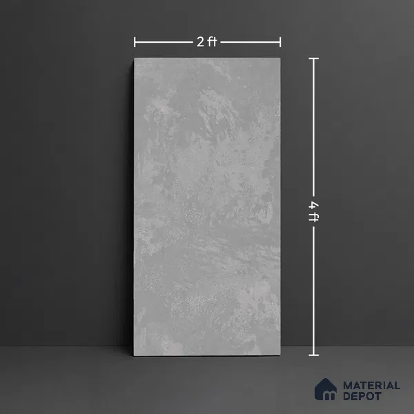 Grey Stone Floor & Wall Tile TL 06703 F Gravier Iron Mist 2 ft x 4 ft Vitrified Carving Matte Finish - 9 mm | 4 Random Design | Suitable for Living Room, Bedroom, Bathroom