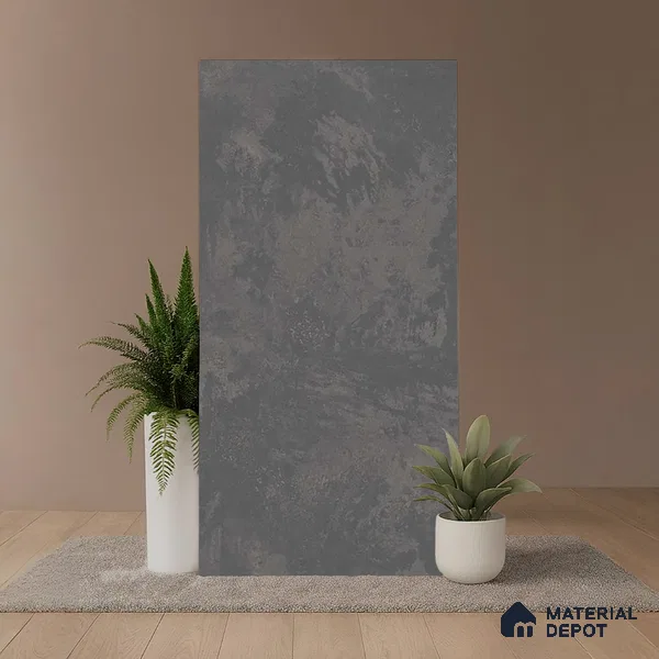 Grey Stone Floor & Wall Tile TL 06703 Gravier Obsidian Veil 2 ft x 4 ft Vitrified Carving Matte Finish - 9 mm | 4 Random Design | Suitable for Living Room, Bedroom, Bathroom