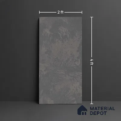 Grey Stone Floor & Wall Tile TL 06703 Gravier Obsidian Veil 2 ft x 4 ft Vitrified Carving Matte Finish - 9 mm | 4 Random Design | Suitable for Living Room, Bedroom, Bathroom