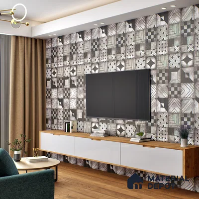 Grey Highlighter Wall Tile TL 06704 Gravier Charcoal Essence 2 ft x 4 ft Vitrified Carving Matte Finish - 9 mm | Suitable For Bathroom, Accent/Feature Wall, Dining Area