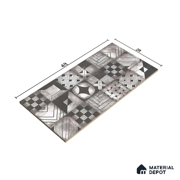 Grey Highlighter Wall Tile TL 06704 Gravier Charcoal Essence 2 ft x 4 ft Vitrified Carving Matte Finish - 9 mm | Suitable For Bathroom, Accent/Feature Wall, Dining Area