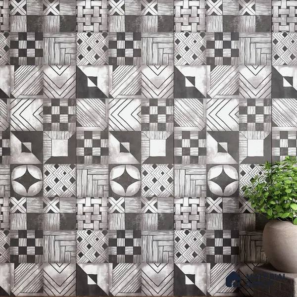 Grey Highlighter Wall Tile TL 06704 Gravier Charcoal Essence 2 ft x 4 ft Vitrified Carving Matte Finish - 9 mm | Suitable For Bathroom, Accent/Feature Wall, Dining Area