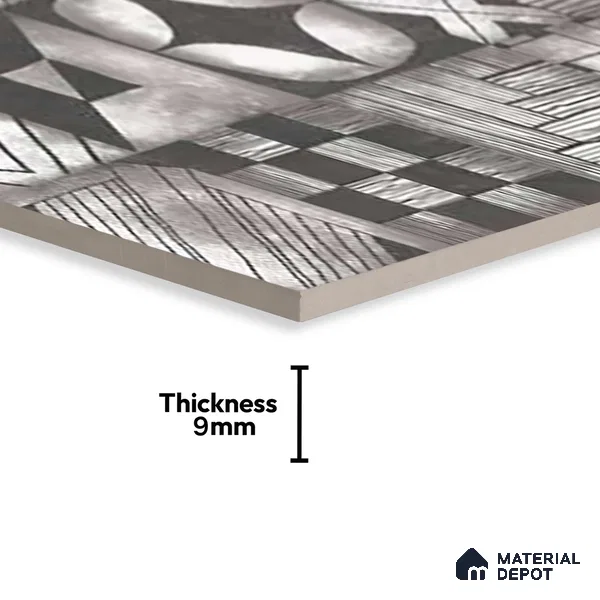 Grey Highlighter Wall Tile TL 06704 Gravier Charcoal Essence 2 ft x 4 ft Vitrified Carving Matte Finish - 9 mm | Suitable For Bathroom, Accent/Feature Wall, Dining Area