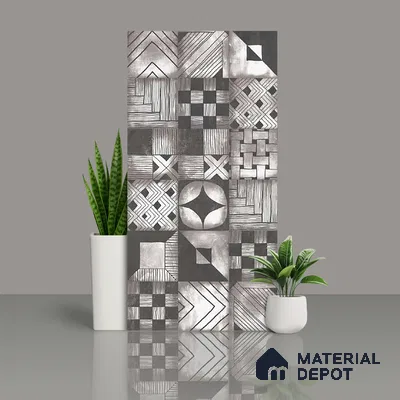 Grey Highlighter Wall Tile TL 06704 Gravier Charcoal Essence 2 ft x 4 ft Vitrified Carving Matte Finish - 9 mm | Suitable For Bathroom, Accent/Feature Wall, Dining Area
