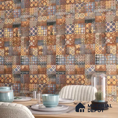 Brown Moroccan Wall Tile TL 06706 Gravier Burnished Leaf 2 ft x 4 ft Vitrified Carving Matte Finish - 9 mm | Suitable for Living Room, Bedroom, Bathroom