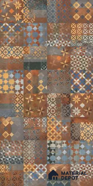Brown Moroccan Wall Tile TL 06706 Gravier Burnished Leaf 2 ft x 4 ft Vitrified Carving Matte Finish - 9 mm | Suitable for Living Room, Bedroom, Bathroom
