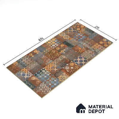 Brown Moroccan Wall Tile TL 06706 Gravier Burnished Leaf 2 ft x 4 ft Vitrified Carving Matte Finish - 9 mm | Suitable for Living Room, Bedroom, Bathroom