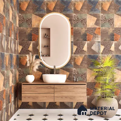 Brown Moroccan Wall Tile TL 06707 Gravier Mocha Luxe 2 ft x 4 ft Vitrified Carving Matte Finish - 9 mm | Suitable for Living Room, Bedroom, Bathroom