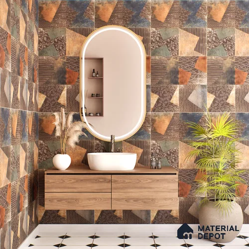 Brown Moroccan Wall Tile TL 06707 Gravier Mocha Luxe 2 ft x 4 ft Vitrified Carving Matte Finish - 9 mm | Suitable for Living Room, Bedroom, Bathroom