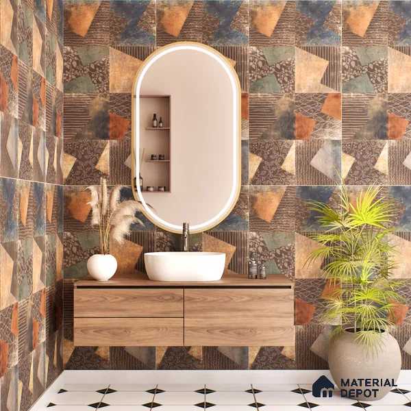 Brown Moroccan Wall Tile TL 06707 Gravier Mocha Luxe 2 ft x 4 ft Vitrified Carving Matte Finish - 9 mm | Suitable for Living Room, Bedroom, Bathroom