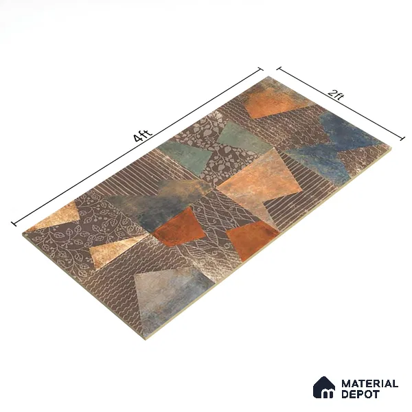 Brown Moroccan Wall Tile TL 06707 Gravier Mocha Luxe 2 ft x 4 ft Vitrified Carving Matte Finish - 9 mm | Suitable for Living Room, Bedroom, Bathroom