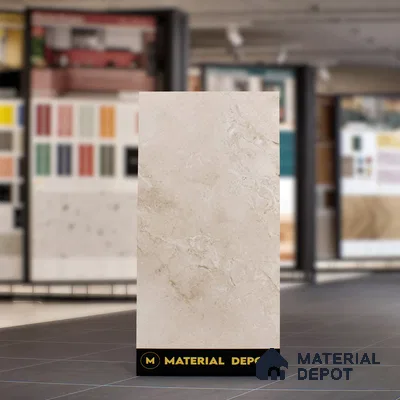 Marble Crema Marfil Wall & Floor Tile TL 06710 Sand Beige 4 ft x 2 ft Glossy Finish Vitrified Tile - 9 mm | 5 Random Designs | Suitable For Living Room, Bedroom, Dining