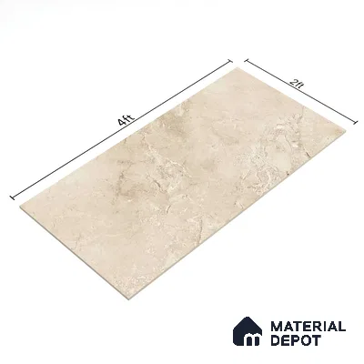 Marble Crema Marfil Wall & Floor Tile TL 06710 Sand Beige 4 ft x 2 ft Glossy Finish Vitrified Tile - 9 mm | 5 Random Designs | Suitable For Living Room, Bedroom, Dining