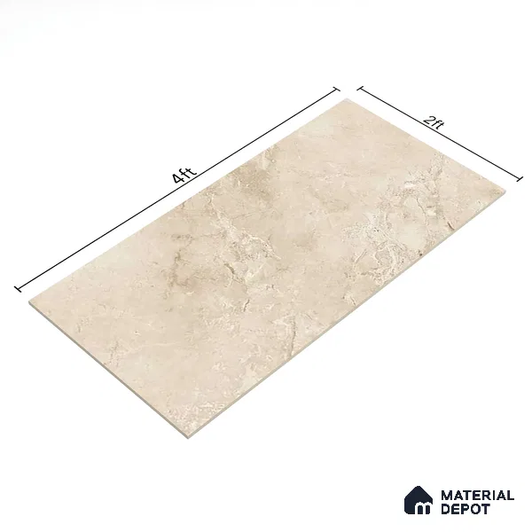 Marble Crema Marfil Wall & Floor Tile TL 06710 Sand Beige 4 ft x 2 ft Glossy Finish Vitrified Tile - 9 mm | 5 Random Designs | Suitable For Living Room, Bedroom, Dining