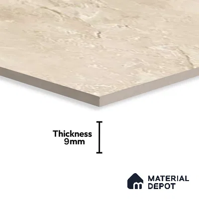 Marble Crema Marfil Wall & Floor Tile TL 06710 Sand Beige 4 ft x 2 ft Glossy Finish Vitrified Tile - 9 mm | 5 Random Designs | Suitable For Living Room, Bedroom, Dining
