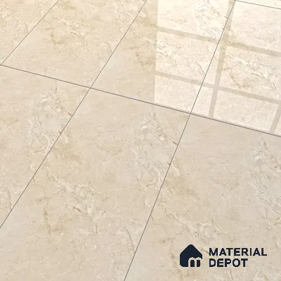 Marble Crema Marfil Wall & Floor Tile TL 06710 Sand Beige 4 ft x 2 ft Glossy Finish Vitrified Tile - 9 mm | 5 Random Designs | Suitable For Living Room, Bedroom, Dining