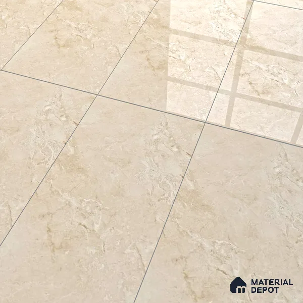 Marble Crema Marfil Wall & Floor Tile TL 06710 Sand Beige 4 ft x 2 ft Glossy Finish Vitrified Tile - 9 mm | 5 Random Designs | Suitable For Living Room, Bedroom, Dining