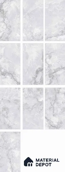 Marble Onyx Wall & Floor Tile TL 06716 B Cool White 4 ft x 2 ft Glossy Finish Vitrified Tile - 9 mm | 10 Random Designs | Suitable For Living Room, Bedroom, Dining