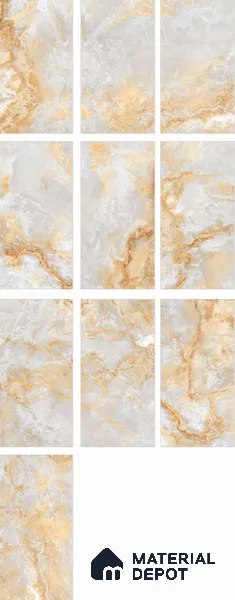 Marble Onyx Wall & Floor Tile TL 06716 C Warm White 4 ft x 2 ft Matte Finish Vitrified Tile - 9 mm | 10 Random Designs | Suitable For Living Room, Bedroom, Kitchen