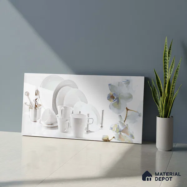 White Highlighter Wall Tile TL 06719 C Lustra 2 ft x 1 ft Ceramic Glossy Finish - 9 mm | Suitable For Kitchen & Dining Area