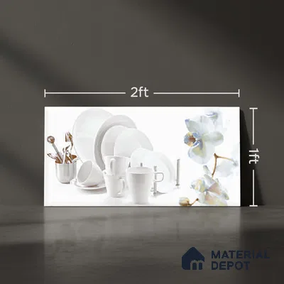 White Highlighter Wall Tile TL 06719 C Lustra 2 ft x 1 ft Ceramic Glossy Finish - 9 mm | Suitable For Kitchen & Dining Area