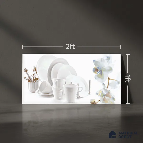 White Highlighter Wall Tile TL 06719 C Lustra 2 ft x 1 ft Ceramic Glossy Finish - 9 mm | Suitable For Kitchen & Dining Area